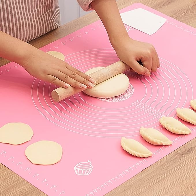 Wolpin Silicone Baking Mat Sheet for Pastry Rolling with Measurements